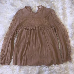 peach/light pink lace dress shirt